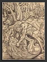 Gabriel Salmon (French, active 1504-1542), Hercules and the Nemean Lion, woodcut