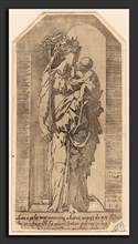 Geoffroy DumoÃ»tier (French, active c. 1535 - 1573), The Crowned Virgin in a Niche, 1543, etching