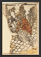 French 15th Century, Saint Christopher [recto], c. 1450-1470, woodcut, hand-colored in brown and