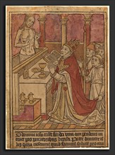 French 15th Century, The Mass of Saint Gregory [recto], c. 1490, woodcut, hand-colored in red,
