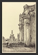 Samuel Prout (British, 1783 - 1852), Zwinger Palace, Dresden, lithograph touched with white gouache