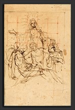 il Cigoli (Italian, 1559 - 1613), The Pietà , brown ink on laid paper, squared for transfer in red