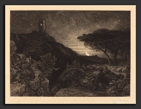 Samuel Palmer (British, 1805 - 1881), The Lonely Tower, 1879, etching in black on laid paper