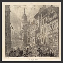 Richard Parkes Bonington (British, 1802 - 1828), Rue du gros-horloge, Rouen, 1824, lithograph