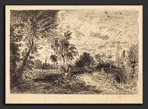 John Constable (British, 1776 - 1837), Milford Bridge, c. 1826, etching on wove paper [1st state]