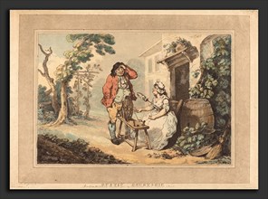 Thomas Rowlandson (British, 1756 - 1827), Rustic Courtship, 1785, hand-colored etching and aquatint