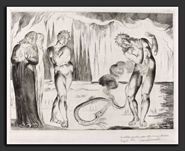 William Blake (British, 1757 - 1827), The Circle of the Thieves; Buoso Donati Attacked by the