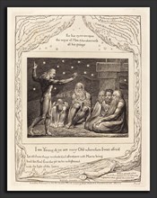 William Blake (British, 1757 - 1827), The Wrath of Elihu, 1825, engraving on India paper