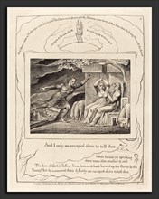 William Blake (British, 1757 - 1827), The Messengers Tell Job of His Misfortunes, 1825, engraving