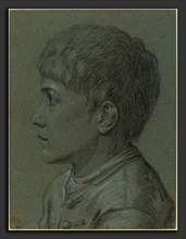 Paolo Farinati (Italian, 1524 - 1606), Head of a Boy, black and white chalk on blue paper