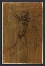 Jacopo Chimenti (Italian, c. 1554 - 1610), An Angel in Flight, c. 1594, black chalk and graphite on