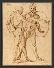 Baccio Bandinelli (Italian, 1488-1493 - 1560), Two Male Nudes, c. 1520, pen and brown ink on laid