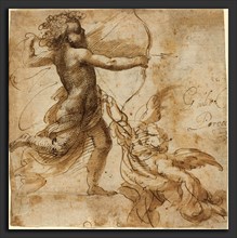 Giulio Cesare Procaccini (Italian, 1574 - 1625), Cupid, pen and brown ink with brown wash