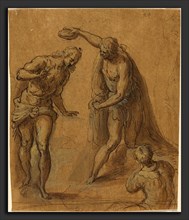 Jacopo Palma il Giovane (Italian, 1544 or 1548 - 1628), Sketch for a Baptism of Christ, pen and