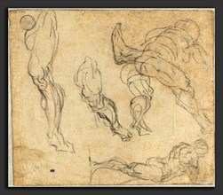 Jacopo Tintoretto (Italian, 1518 - 1594), Figures and Legs, 1575-1580, black chalk on laid paper