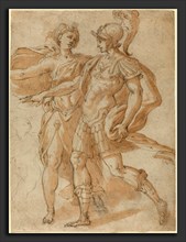 Bertoia (Italian, 1544 - 1573-1574), Mars and Diana [recto], pen and brown ink with brown wash over