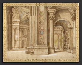 Italian 17th Century, The Interior of Saint Peter's, Rome, first quarter 17th century, pen and