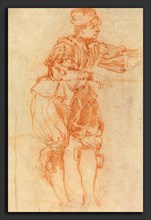 Matteo Rosselli (Italian, 1578 - 1650), Man Leaning on a Rail, red chalk on laid paper