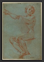 Carlo Maratta (Italian, 1625 - 1713), A Seated Man Holding a Tablet, red chalk with white