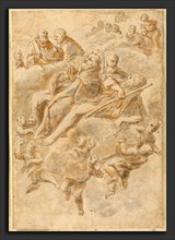 Follower of Giovanni Lanfranco, Ecstasy of a Saint, pen and brown ink with brown wash on laid paper
