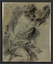Italian 17th Century (Neapolitan?), Bacchus, black chalk with gray wash on blue paper