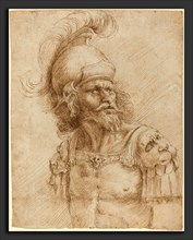 Domenico Peruzzini (Italian, 1601 - c. 1671), A Helmeted Soldier, 1660s, pen and brown ink on laid