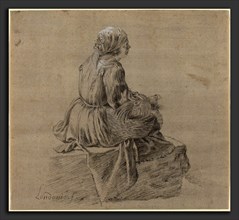 Francesco Londonio (Italian, 1723 - 1783), Seated Peasant Woman, charcoal with white chalk and gray