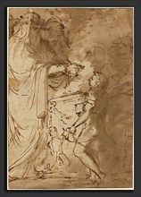 Giuseppe Cades (Italian, 1750 - 1799), Sacrifice [recto], pen and brown ink and brown wash on laid