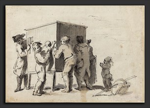 Pietro Antonio Novelli (Italian, 1729 - 1804), The Peep-Show, c. 1770, pen and brown ink with gray