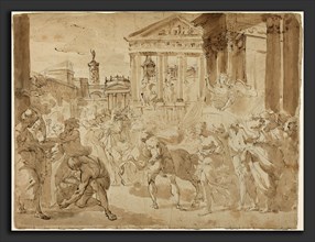 Gaetano Gandolfi (Italian, 1734 - 1802), A Triumphal Procession in Ancient Rome, c. 1780, pen and