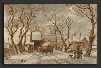 Jacob Cats (Dutch, 1741 - 1799), Winter Scene, 1790, pen and brown ink with gray wash and