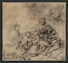 Cornelis Schut I (Flemish, 1597 - 1655), The Virgin and Child with John the Baptist, black chalk