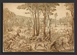 Bernard van Orley (Netherlandish, c. 1488 - 1541), The Hunts of Maximilian: The Stag Hunt (August),