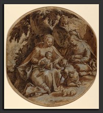 Hendrik Goltzius (Dutch, 1558 - 1617), The Holy Family with Saint Elizabeth and Saint John the