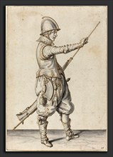 Jacques de Gheyn II (Dutch, 1565 - 1629), Elegantly Dressed Soldier Tamping His Caliver, c. 1597,