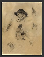 Lovis Corinth (German, 1858 - 1925), Sheet of Sketches, 1877, graphite on wove paper