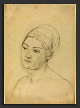 Moritz Daniel Oppenheim (German, 1800 - 1889), Head of a Young Woman, graphite