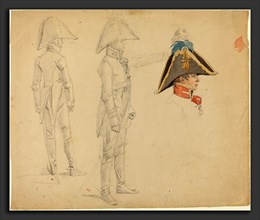 Wilhelm von Kobell (German, 1766 - 1853), Studies of Major von Washington, graphite and watercolor