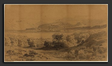 Stanislaus Graf von Kalckreuth (German, 1820 - 1894), Panorama on a Mountain Lake, 1857, graphite