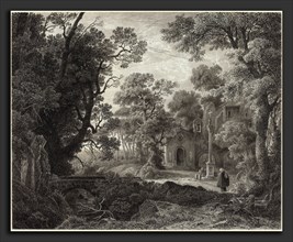 Julius Albert Elsasser (German, 1814 - 1859), A Woodland Chapel at Evening, 1859, pen and gray and