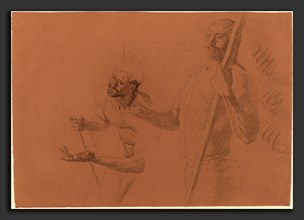Otto Greiner, Studies for a Boatman, German, 1869 - 1916, black and blue chalk on red-brown paper