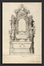 Veit KÃ¶niger (German, 1729 - 1792), Rococo Altar with a Reliquary Tomb, 1760s, pen and black ink