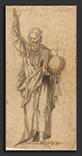 Caspar Meneller (German, 1575 - 1630), Christ as Salvator Mundi, 1595, pen and brown ink with gray