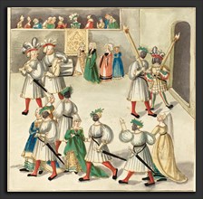 German 16th Century, Masquerade, c. 1515, pen and brown ink with watercolor on laid paper