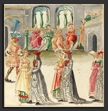 German 16th Century, Masquerade, c. 1515, pen and brown ink with watercolor on laid paper