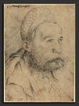 Leonhard Beck (German, c. 1480 - 1542), Portrait of a Man, c. 1515, black chalk on laid paper