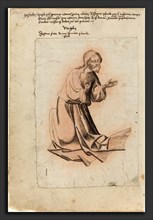 South German 15th Century, Christ Kneeling in Prayer, c. 1425, pen and dark brown ink with dark