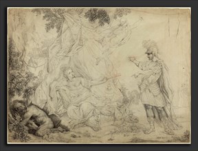 French 19th Century, Circe and Ulysses, pen and brown ink with gray wash on laid paper