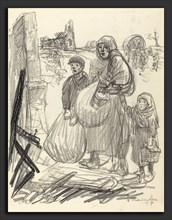 Théophile Alexandre Steinlen, C'est ici, chez nous!, Swiss, 1859 - 1923, 1917, black chalk