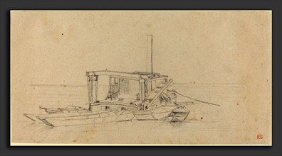 Charles Meryon (French, 1821 - 1868), River Dredges and Lighters, probably c. 1850, graphite on